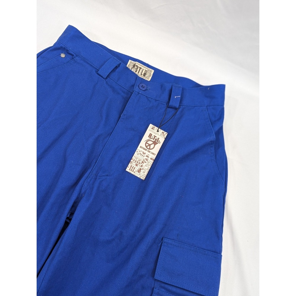 New With‎  Tags BTL Royal Blue  Blue Cargo Style Shorts w/Belt Size 30 XLong